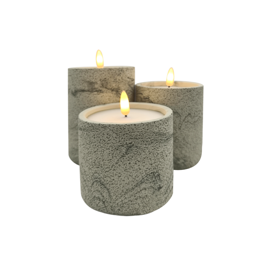LED 3D Electronic Fat Pilar Ciment Concrete lumânare